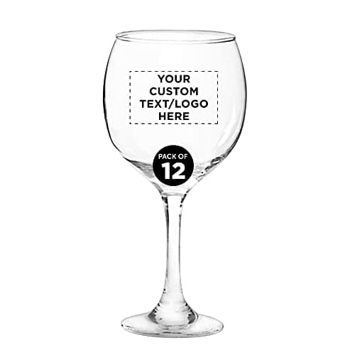 Custom Premiere Wedding Wine Glasses 20.5 oz Set of 12, Personalized Bulk Pack - Restaurant Glassware, Perfect for Red Wine or White Wine - Clear