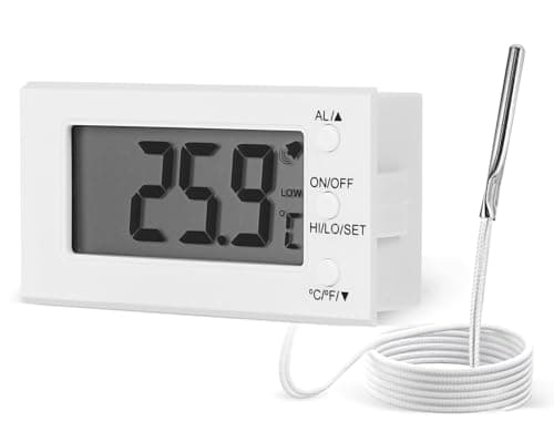 LXSZRPH Digital Oven Thermometer -58°F to 572°F/-50°C-300°C, Thermometer with Probe, High Low Temperature Alarm, LCD, White, Battery Powered (1)