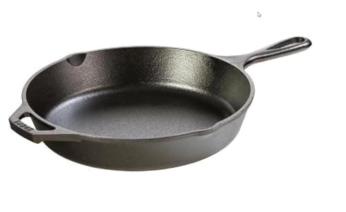 Lodge 10.25 Inch Cast Iron Skillet – Pre-Seasoned Frying Pan with Teardrop Handle – Oven, Stovetop, Grill & Campfire Use – Made in USA – Durable, Non-Toxic, Even-Heating Cookware – Black