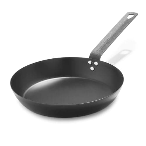 Merten & Storck Pre-Seasoned Carbon Steel 10” Frying Pan Skillet, Use on Induction, Stove and Grill, Durable, Even-Heating, for Searing, Grilling, Oven Use, and Campfire, Indoor/Outdoor