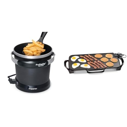 Presto 05420 FryDaddy Electric Deep Fryer, Black & 07061 22-inch Electric Griddle With Removable Handles, Black, 22-inch