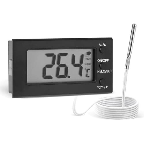 Digital Oven Thermometer -58°F to 572°F/-50°C-300°C, Thermometer with Probe, High Low Temperature Alarm, LCD, Celsius/Fahrenheit LXSZRPH (Black) (1)