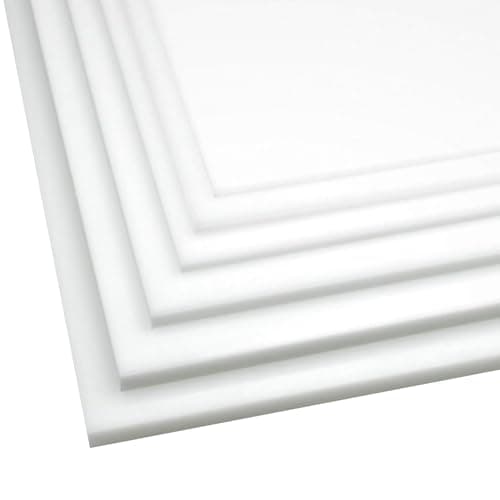 Bocolon High Density Polyethylene Sheets HDPE Plastic Sheet Board for DIY, Heavy Duty Industry, 1/4" Thick, Size 6" x 6", White Color