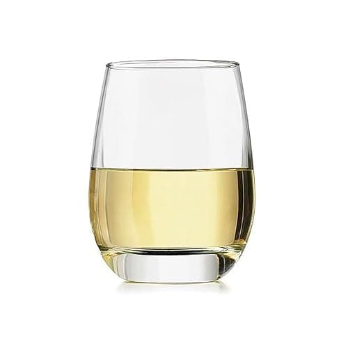Libbey 231 Stemless Wine Glasses Set of 12, Clear, Restaurant Quality Red and White Wine Glasses, Drinking Glasses Set for Large Gatherings and Events