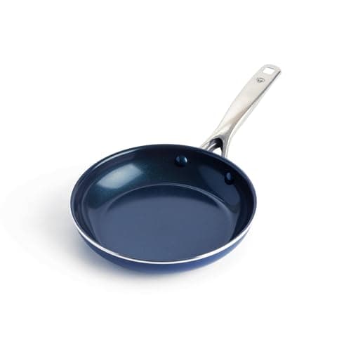 Blue Diamond 8" Nonstick Frying Pan Skillet, Diamond Infused PFAS-Free Ceramic, Dishwasher & Oven Safe, Stainless Steel Handle, Durable Non Toxic Metal Utensil Safe, Egg & Omelet Pan, Blue