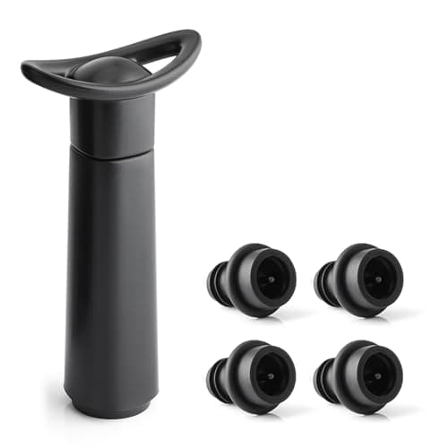 OWO Wine Vacuum Pump and 4 Stopper, Wine Saver & Preserver, Reusable Air Remover Pump Keeps Fresh