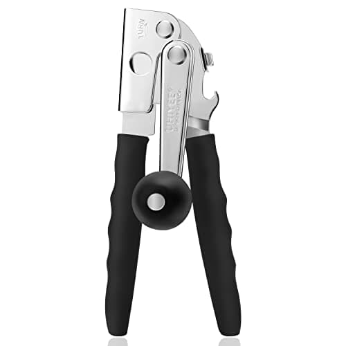Chef Master Commercial Can Opener Heavy Duty - Manual Hand Crank for Large Cans with Anti-Slip Grip - Stainless Steel Restaurant Can Opener Manual for Seniors, Kitchen, Bars & Food Trucks - 90056