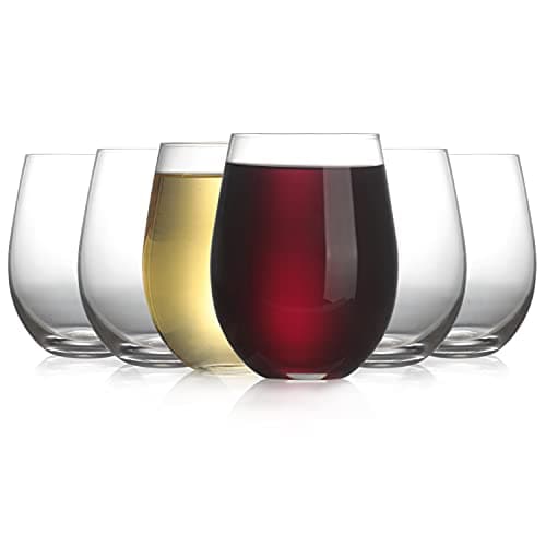 Stemless Wine Glass, Red & White 18oz Stemless Wine Glass Set of 6, Drink Glasses with Durable Chip Resistant Rim, Large Wine Glasses for Enhanced Aeration, Wine Accessories for Parties (18oz -6Pack)