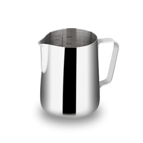 watchget Milk Frothing Pitcher 350ml/600ml/900ml/1500ml (12oz/20oz/32oz/52oz) - Stainless Steel Espresso Steaming Pitcher for Cappuccino, Latte Art, Milk Jug Coffee Frother Cup, Silver