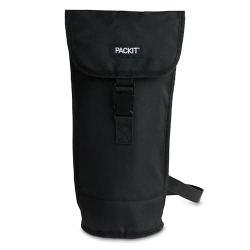 PackIt® Freezable Wine Bag, Black, Built with EcoFreeze® Technology, Foldable, Reusable, Shoulder Strap with Buckle Closure, Perfect for Adults and Drinks On-the-Go
