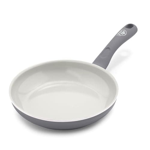 GreenLife Soft Grip Healthy Ceramic Nonstick 8" Frying Pan, PFAS & PFOA-Free, Dishwasher Safe, Egg Omelet Skillet, Cookware for Easy Cooking, Non-Stick Kitchen Essentials, Grey