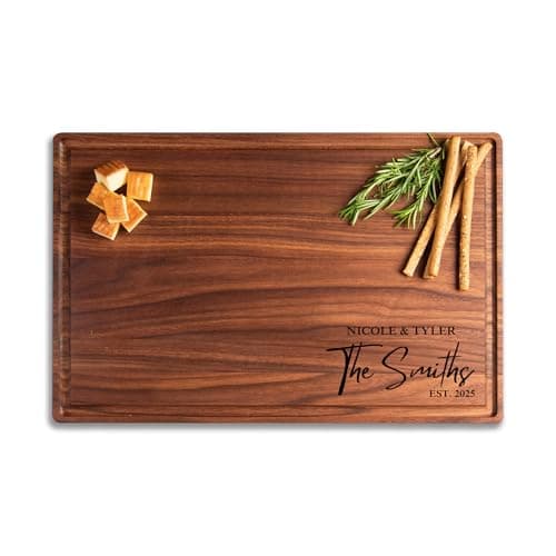 Personalized Cutting Board with Display Stand – Custom Engraved Charcuterie Board, Ideal Gift for Wedding, Housewarming, Bridal Shower, Anniversary, Birthday, Mom & Couples, Valentines Day Gifts