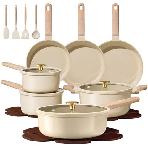 CAROTE 22Pcs Pots and Pans Set Non stick, Ceramic Cookware Set