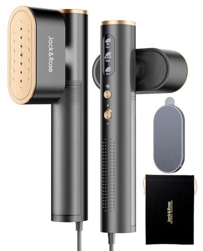 Jack ＆ Rose Travel Steamer for Clothes,100-220V Portable Iron,15s Heat Up,Steamer ＆ Iron 2 In 1, Travel Size,Large Ceramic Heat Panel,for Global ＆ Europe