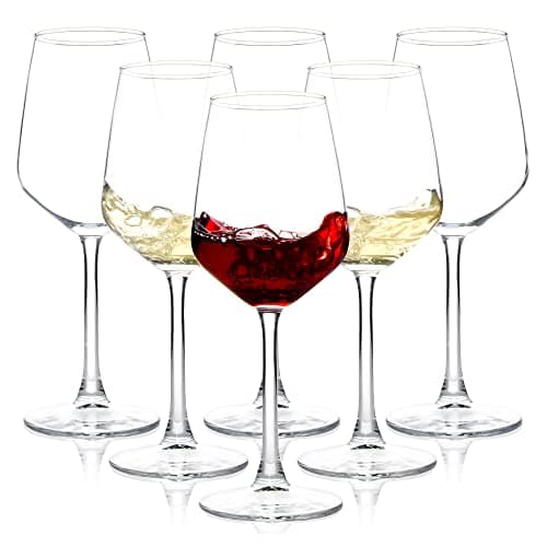 SHYRC Wine Glasses Set of 6, 12oz Clear Red/White Wine Glasses, Long Stem Glasses for Party, Wedding and Home