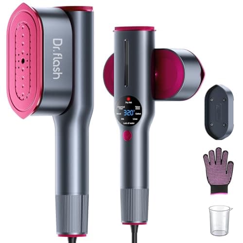 DRFLASH 2-in-1 Steamer & Iron for Clothes,15s Fast Heat-up 1200W Portable Handheld Garment Steamer,Travel Size with Large Ceramic Heat Panel,Quick Wrinkle Removal,110V-120V