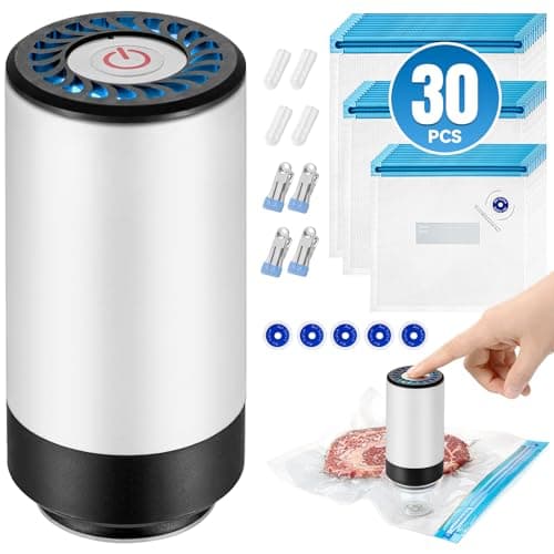 Billty Handheld Vacuum Sealer, 3rd Generation Vacuum Sealer for Food + 30 Sous Vide Bags