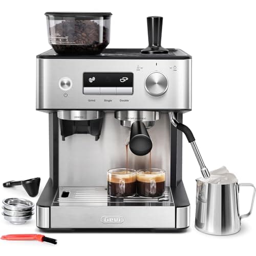 Gevi Commercial Espresso Machine, 20Bar Pressure & Smart OPV System, 58mm Portafilter with Milk Frother for Home Brewing & Gifting