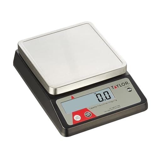 Taylor TE10FT 11-Pound Commercial Digital Portion Control Scale, 11 lb (5 kg) in 0.1 oz (1 g) Food and Cooking Scale, Tare and Hold Function, NSF, Stainless Steel Platform