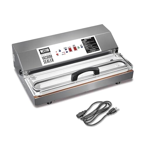 Weston Brands Vacuum Sealer Machine for Food Preservation & Sous Vide, Extra-Wide 5mm Bar for Sealing Bags up to 15" Wide, 1020 Watts, Programmable, Pro-3000, Stainless Steel (65-0420-W)