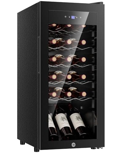 Icyglee 18 Bottle Compressor Wine Cooler Refrigerator，Freestanding Wine Fridge with Digital Temperature Control & Double-layer Glass Door, 41-64°F Wine Cellar for Red Wine, Champagne, Beer, Black