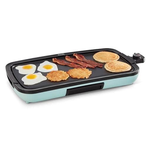 Dash Deluxe Everyday Griddle - Electric Griddle with Removable Plate - Nonstick, Easy-Clean Surface & Anti-Slip Base - Recipe Book Included - Aqua