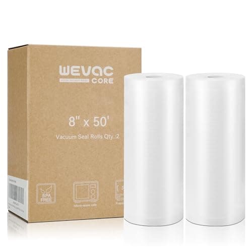 Wevac Vacuum Sealer Bags 8x50 Rolls 2 pack for Food Saver, Seal a Meal, Weston. Commercial Grade, BPA Free, Heavy Duty, Great for vac storage, Meal Prep or Sous Vide