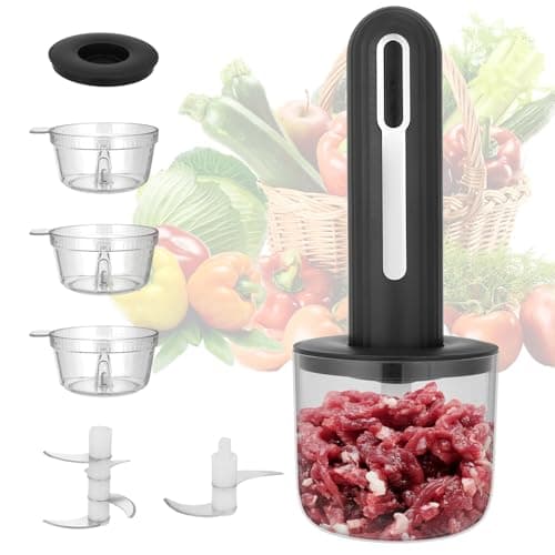 Wynboop MINI Cordless Food Processor Electric Vegetable Chopper,USB Rechargable Compact Meat Grinder with 4 Cups & 2 Slicers for Baby Foods Kitchen,Mincing Pureeing Onion Garlic Chili & Spices(Black)