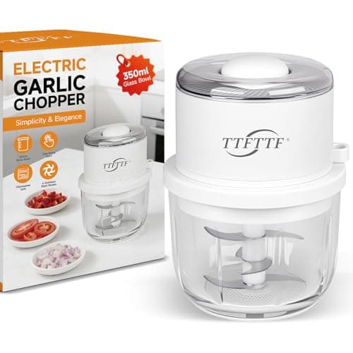 TTFTTF Electric Garlic Chopper, 350ML Glass Bowl Mini Food Processor, Portable Veggie Chopper Onion Garlic Grinder, Wireless Blender for Ginger, Chili, Fruit, Meat, etc