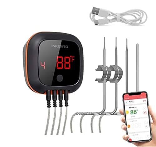 Inkbird Bluetooth Digital Wireless Meat Thermometer with 4 Probes Timer, Alarm,150 ft Barbecue Cooking Kitchen Food Meat Thermometer