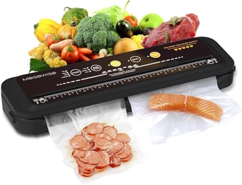 Updated Vacuum Sealer Machine，MEGAWISE Food Sealer w/Starter Kit (Black)
