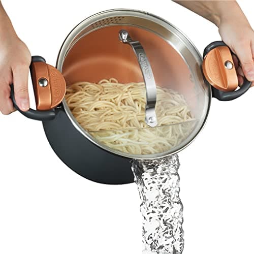 Gotham Steel 5 Quart Stock Pot Multipurpose Pasta Pot with Strainer Lid