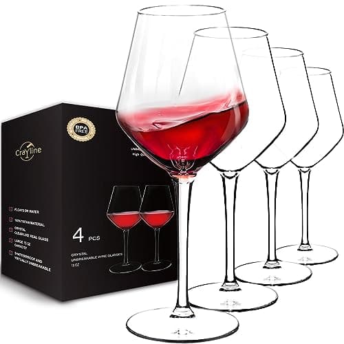 crayline Plastic Wine Glasses Set of 4(15oz) |Unbreakable Wine Glasses with Stem|100% Tritan & BPA Free |Dishwasher Safe| Awesome For Pool, Beach, Travel, Pool, Camping, Beach, Picnic, Everyday Use.