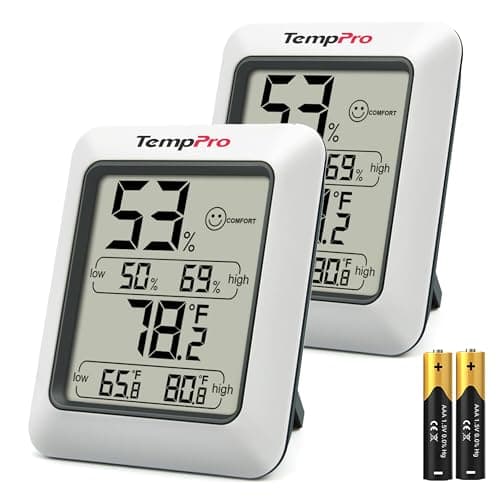 TempPro TP50 2 Pieces Digital Hygrometer Indoor Thermometer Room Thermometer and Humidity Gauge with Temperature Humidity Monitor(Previously ThermoPro)