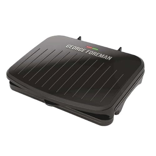 George Foreman Family-Size Grill & Panini Press, Nonstick Ceramic Coating, Fat-Removing Slope, Adjustable Angle, Indoor/Outdoor Use
