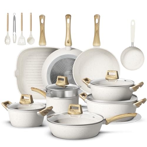 Bazova 25 Pcs Pots and Pans Set Non Stick Ceramic Cookware Set
