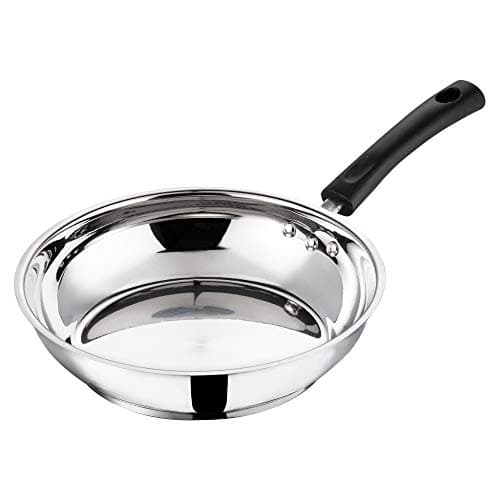 Vinod Stainless Steel Frying/Stirfry/Saute/Egg Pan,Skillet 20 cm, SAS Bottom,Induction and Gas Stove Friendly,Sturdy Handle,Heavy Bottom