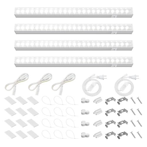 Barrina T5 Grow Lights for Indoor Plants, 5000K Full Spectrum, 1FT LED Growing Lamp, Plant Light Strip, for Seed Starting, Vegetables, Plug and Play, 4-Pack