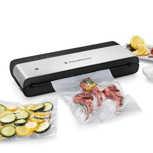 FoodSaver PowerVac Compact Vacuum Sealing Machine Stainless Steel & Black Vertical Storage VS0150