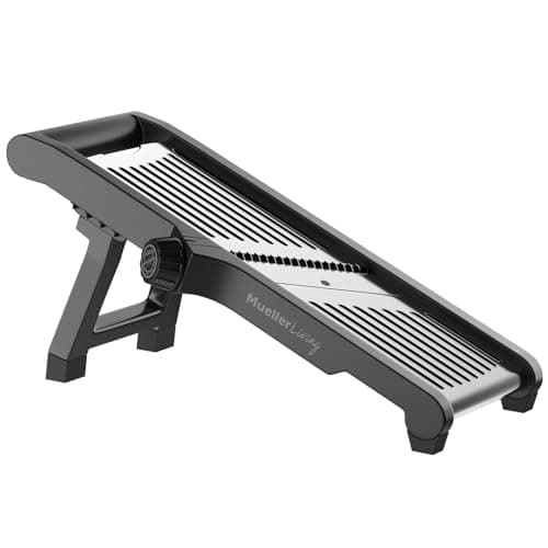 MuellerLiving Mandoline Slicer for Kitchen, Stainless Steel, Slice or Julienne, Vegetable Chopper, Fruit Slicer