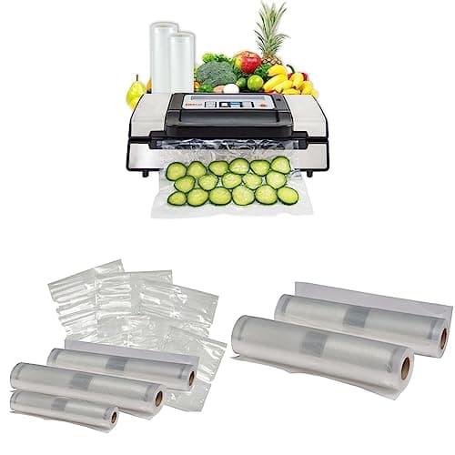 Nesco Deluxe Food VS-12 Vacuum Sealer, 130 Watts & Nesco VS-07V Vacuum Sealer Bag Variety Pack & NESCO Vacuum Sealer Bags 8" x 20", Use for Sous Vide or Meal Prep