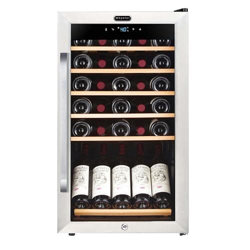 Whynter FWC-341TS 34 Bottle Freestanding Stainless Steel Wine Refrigerator with Display Shelf and Digital Control, Gray