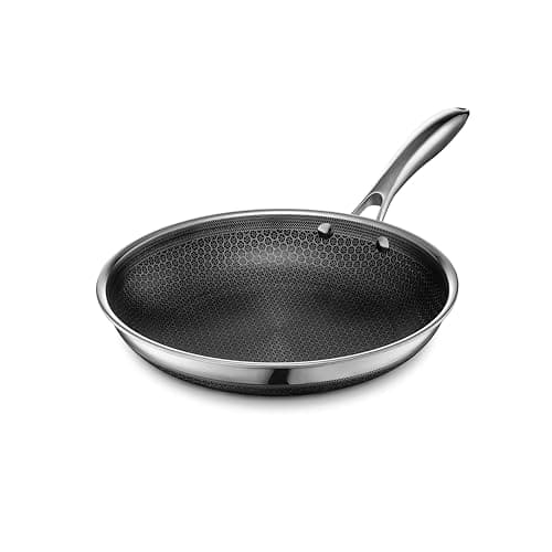 HexClad Hybrid Nonstick 10-Inch Frying Pan, Stay-Cool Handle, Dishwasher-Friendly, Oven-Safe Up to 900°F, Induction Ready, Compatible with All Cooktops