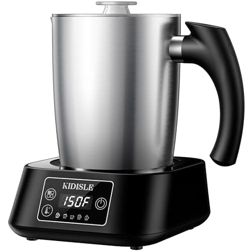 KIDISLE 5-in-1 Milk Frother and Steamer, 17oz Detachable Frother with Adjustable Temperature, Hot Chocolate Maker, Stainless Steel Milk Steamer, Hot & Cold Foam Maker, Dishwasher Safe