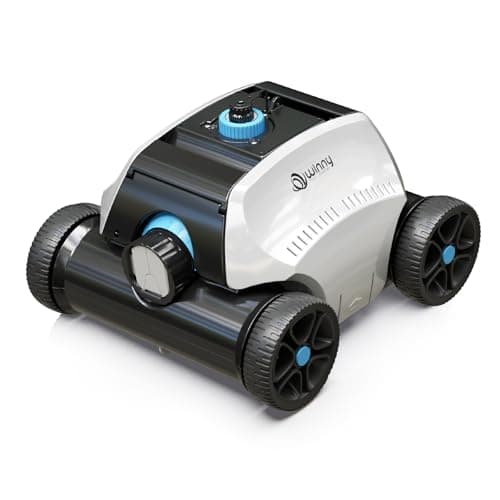 (2025 Upgrade) Robotic Pool Vacuum for Above Ground Pool - 6600mAh for 130mins Runtime & 50W Powerful Suction, Self-Parking Pool Cleaner with 180μm Filter Tray Up to 1300 Sq. Ft (White ‌& Cyan)