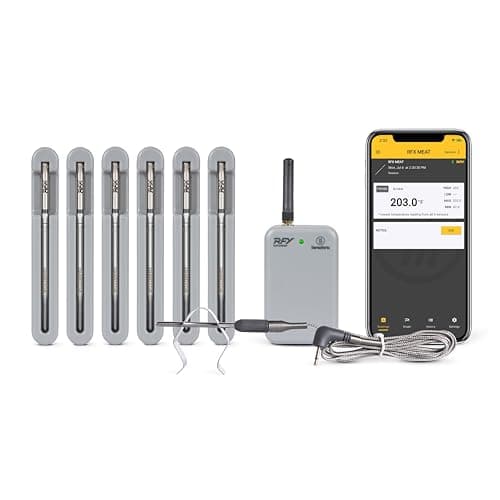 ThermoWorks RFX | Smart Wireless Meat Thermometer | Wi‑Fi & Radio Frequency | Stronger Signal Than Bluetooth | Meat Probe for Use in Smoker, Grill, BBQ, Oven - 6‑Probe Kit