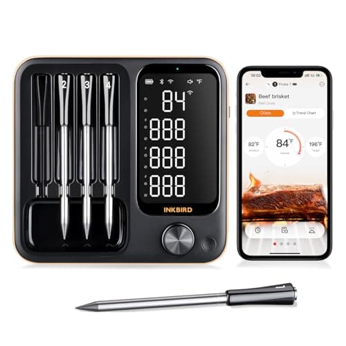 INKBIRD WiFi Wireless Meat Thermometer with 360°Readable LCD Standalone Base, 4 Probes