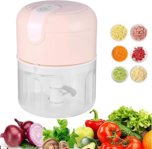 Mini Food Processor 3 Blades Electric 250ml Usb (Pink)