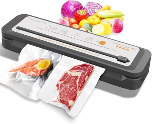 MEGAWISE Updated Vacuum Sealer Machine，MEGAWISE Food Sealer w/Starter Kit (Grey)