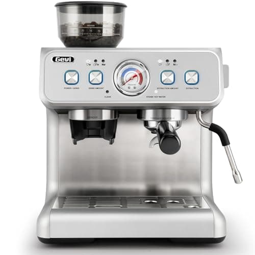 Gevi Dual Boiler Espresso Machine with Built-in Grinder, 58mm Commercial Portafilter, Barista Steam Wand, 31 Grind Settings, Stainless Steel, for Home Barista Use, Sterling Silver